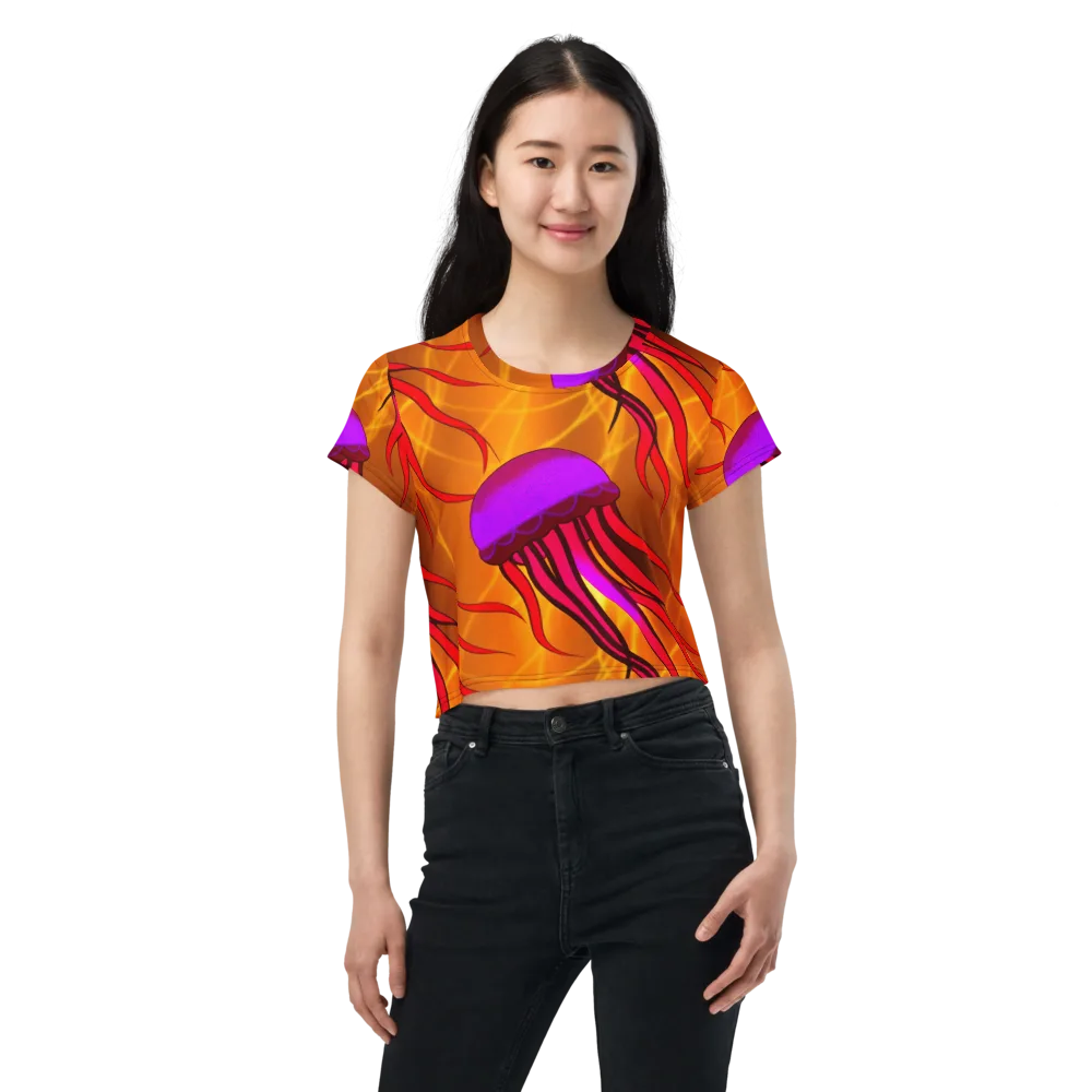 Violet Current on Crop Tee — Front