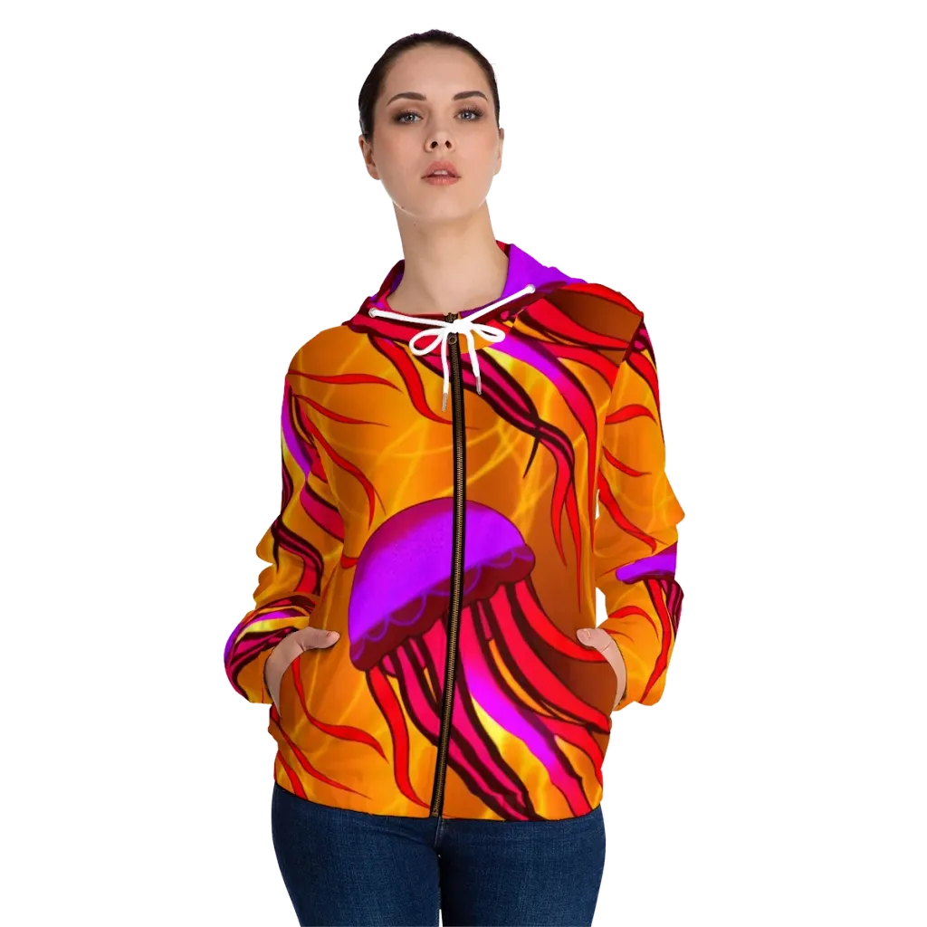 Violet Current on Women's Full-Zip Hoodie — Front On Person