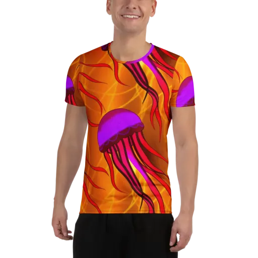 Violet Current on a Men's Athletic T-Shirt