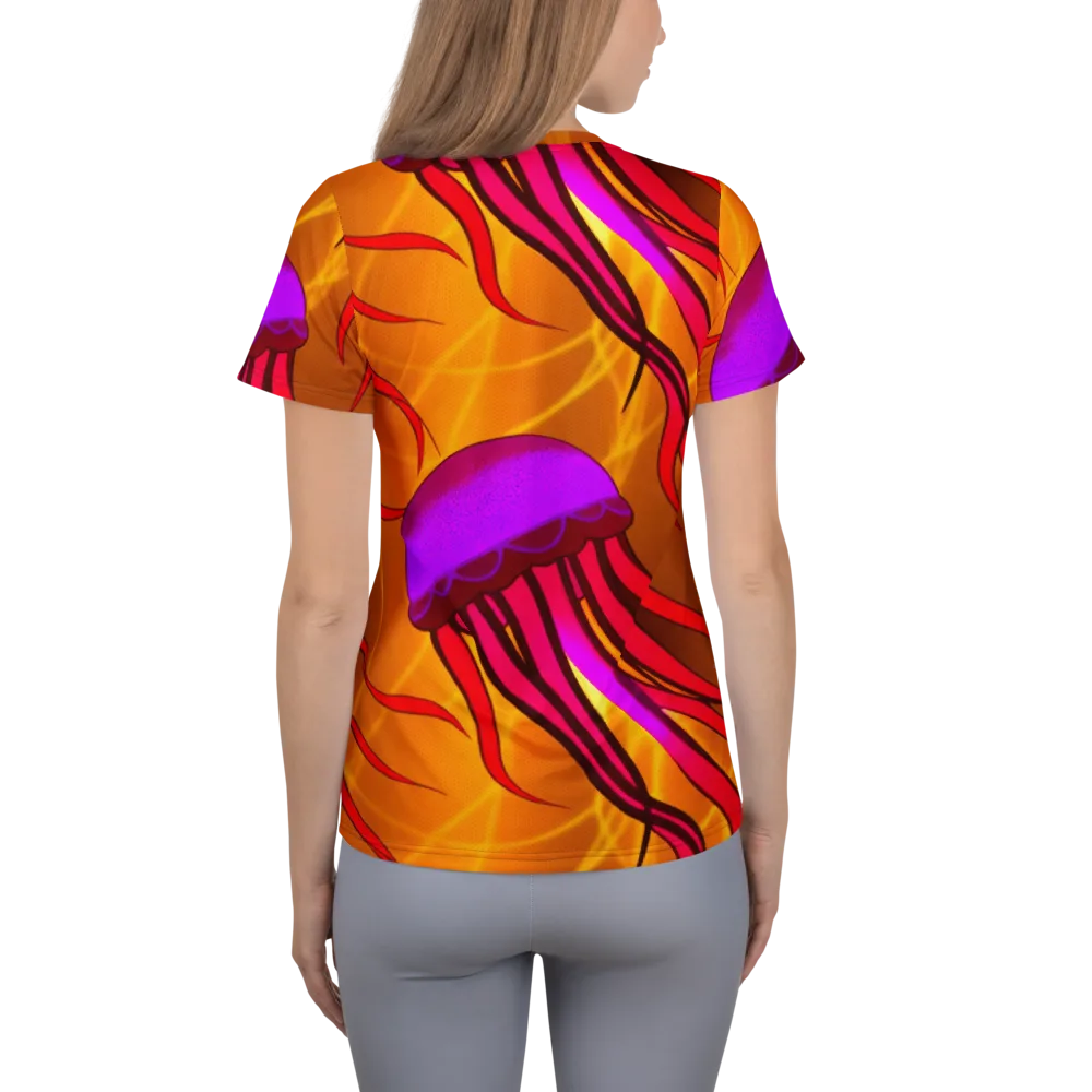 Violet Current on Women's Athletic T-Shirt — Back