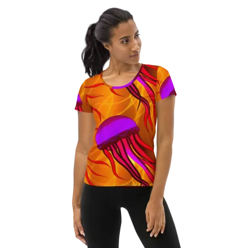 Violet Current on a Women's Athletic T-Shirt
