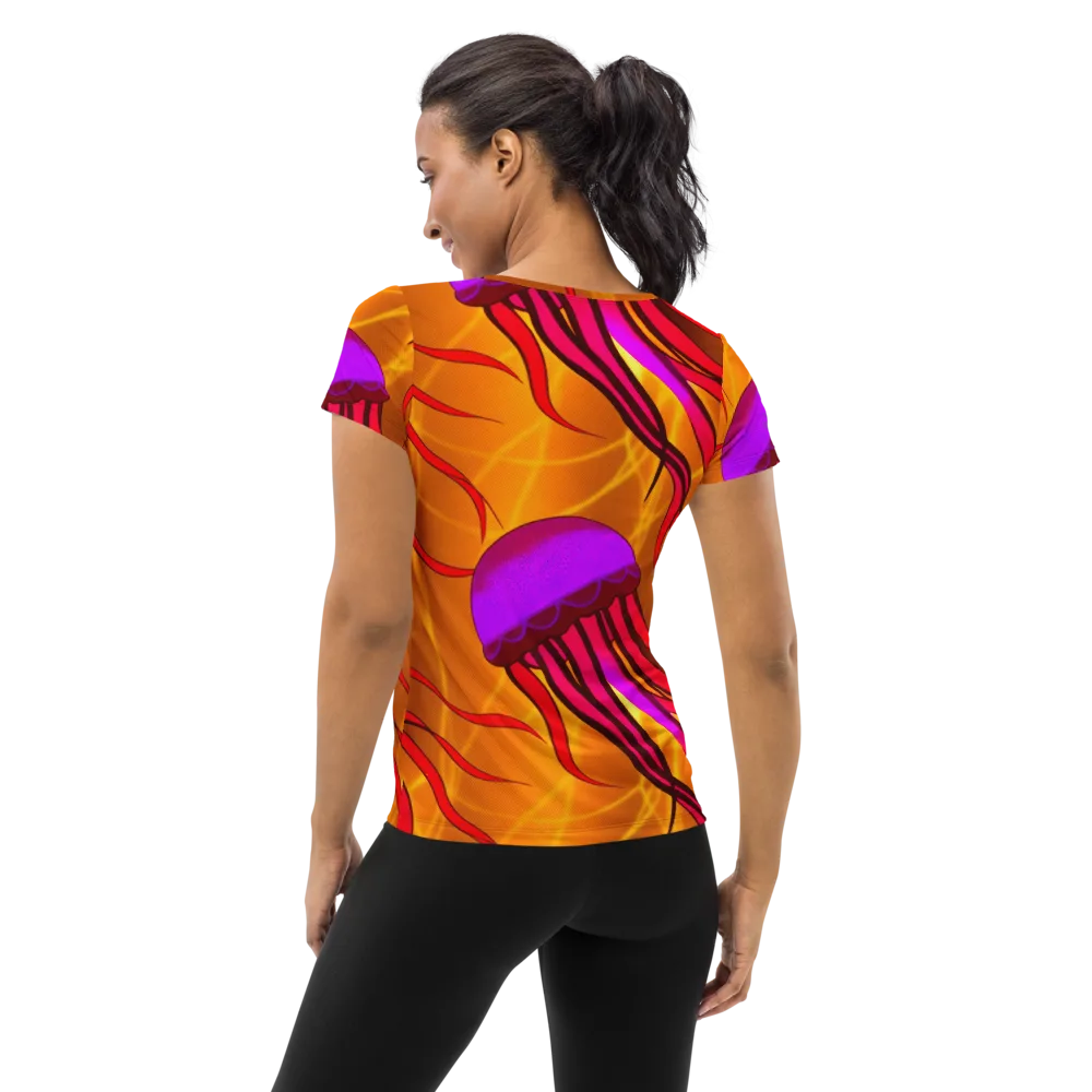 Violet Current on Women's Athletic T-Shirt — Back