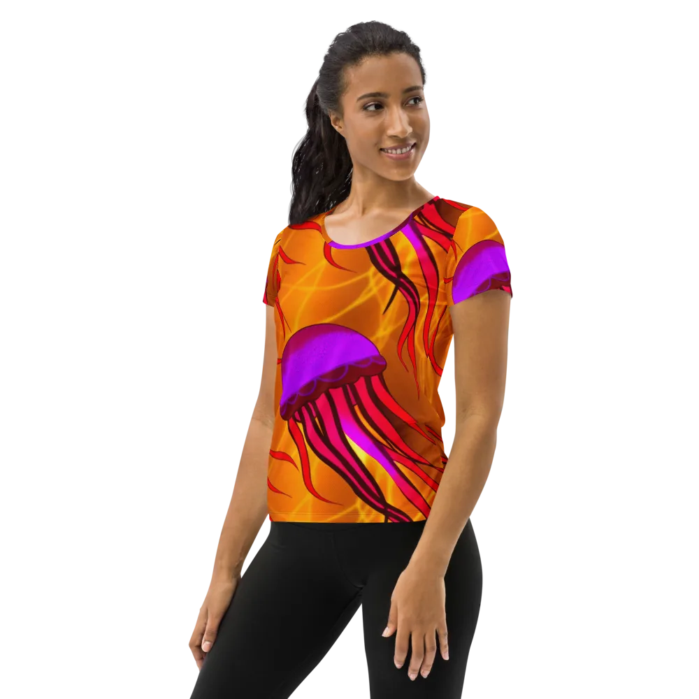 Violet Current on Women's Athletic T-Shirt — Left