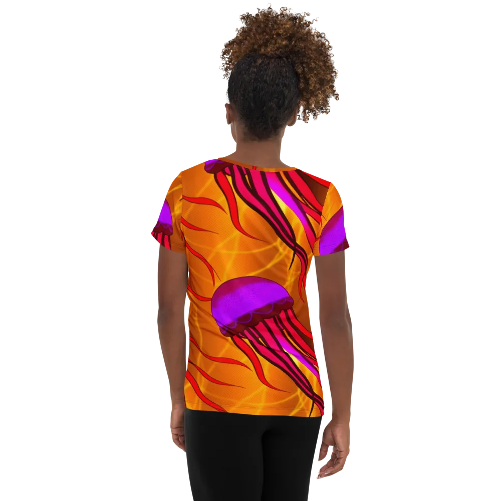 Violet Current on Women's Athletic T-Shirt — Back