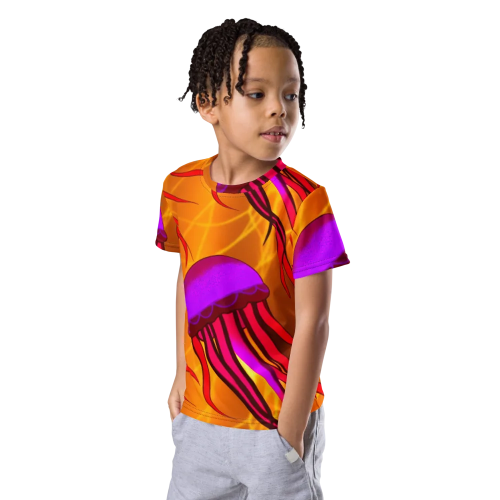 Violet Current on Kids Crew Neck T-Shirt — Left Front