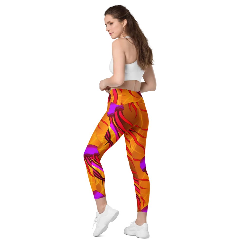 Violet Current on Leggings with Pockets — Left Back
