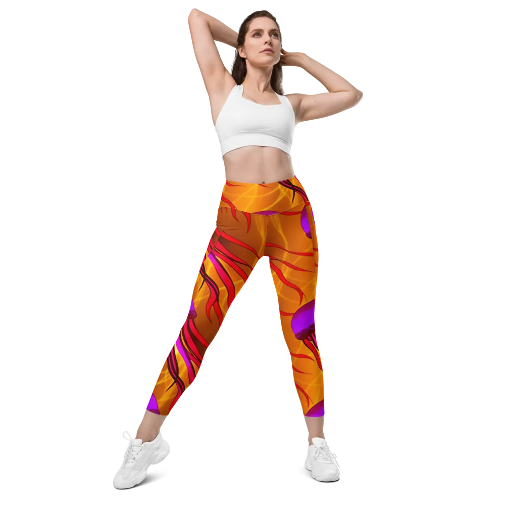 Violet Current on Leggings with Pockets — Front