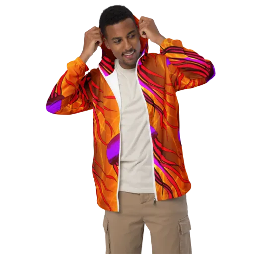 Violet Current on a Men's Windbreaker