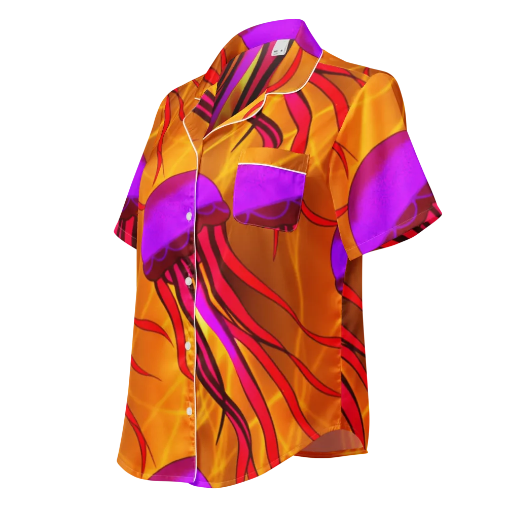 Violet Current on Women's Short Sleeve Pajama Top — Left Front