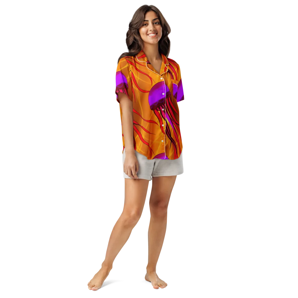 Violet Current on Women's Short Sleeve Pajama Top — Front