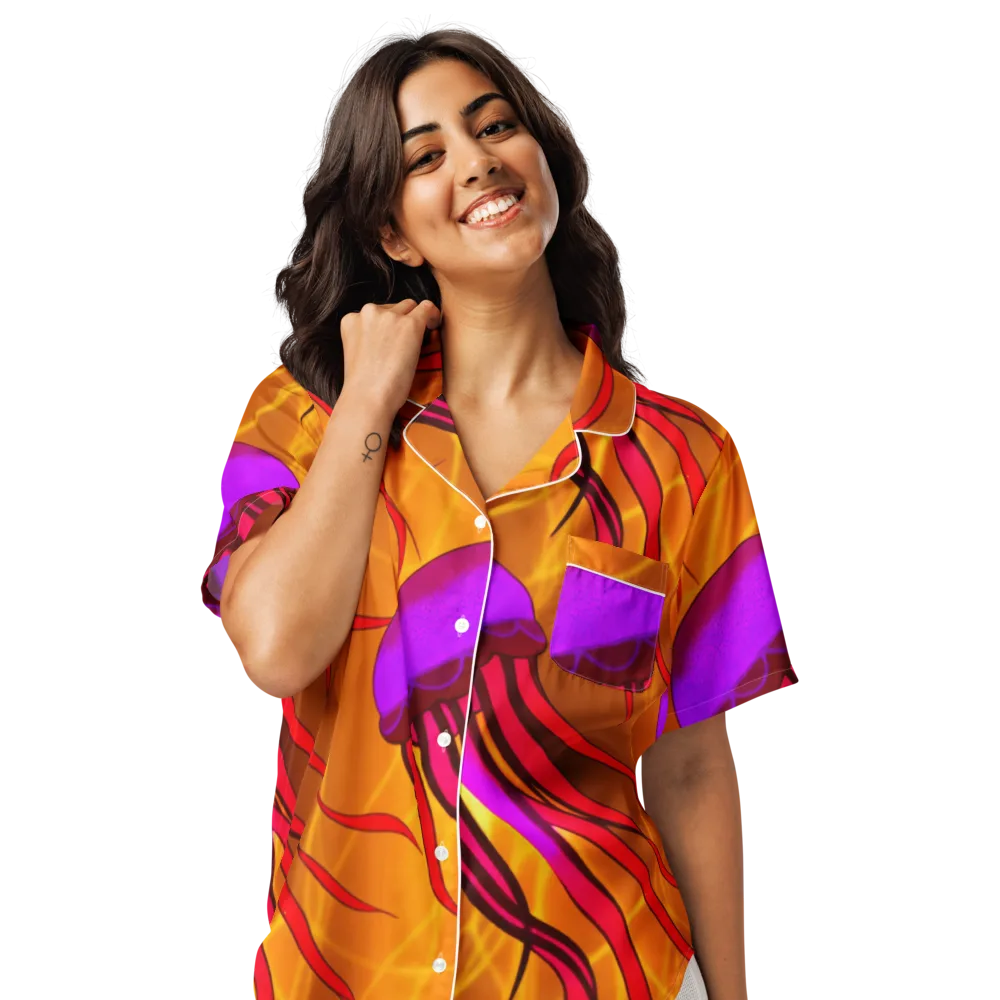 Violet Current on Women's Short Sleeve Pajama Top — Front