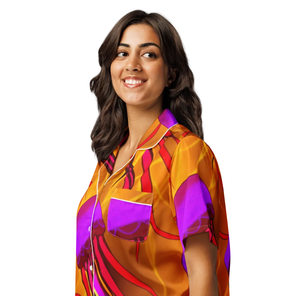 Violet Current on Women's Short Sleeve Pajama Top — Left Front