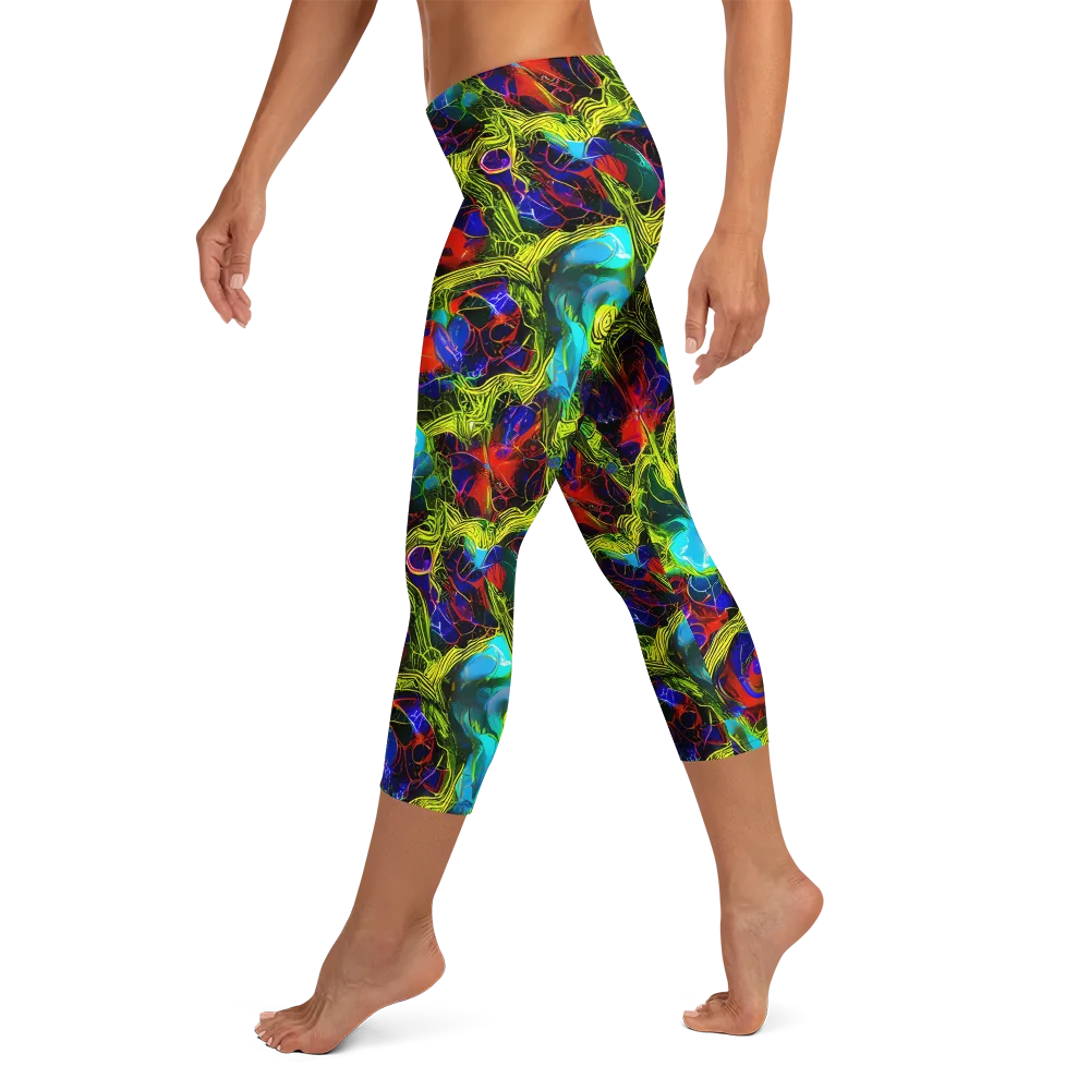 Chromatic Vines on Capri Leggings — Left