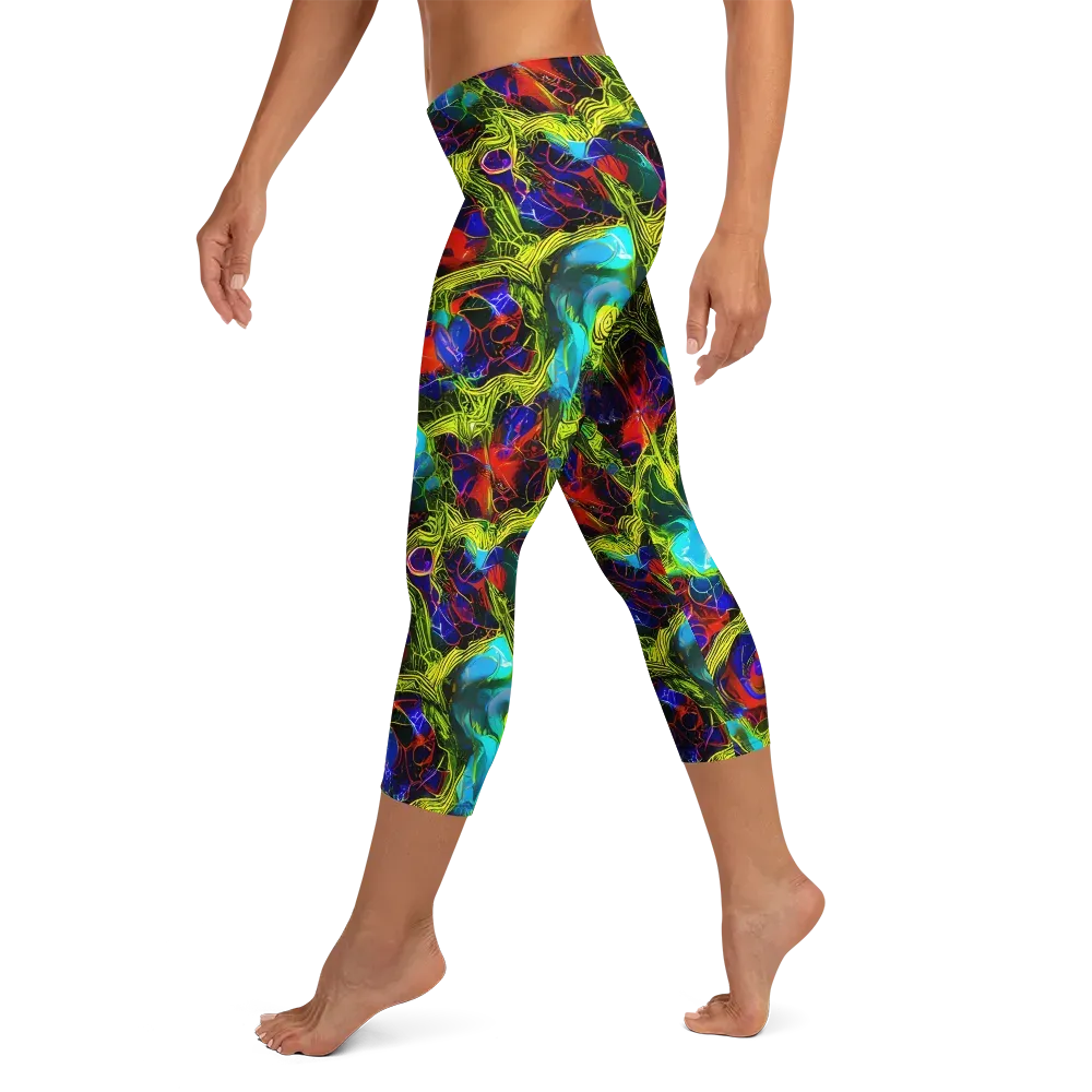 Chromatic Vines on Capri Leggings — Left
