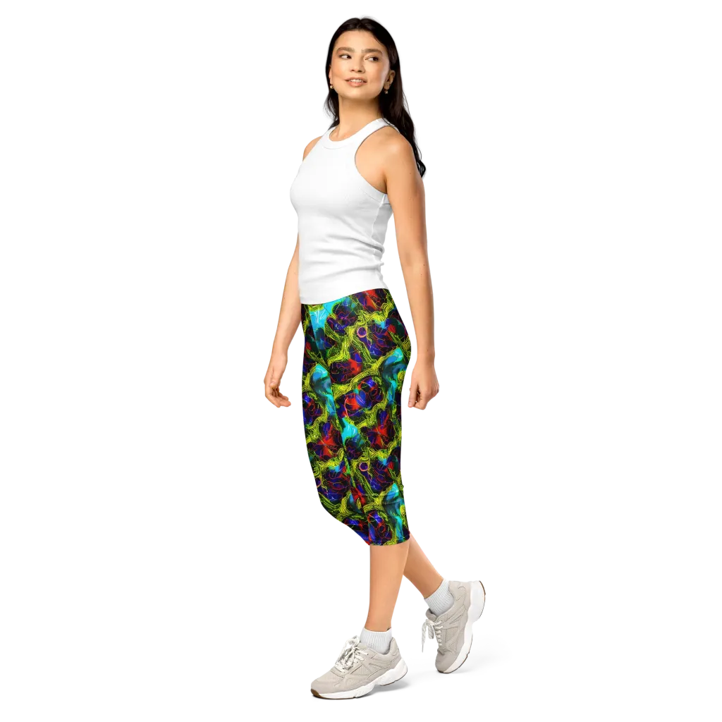 Chromatic Vines on Capri Leggings — Left Front