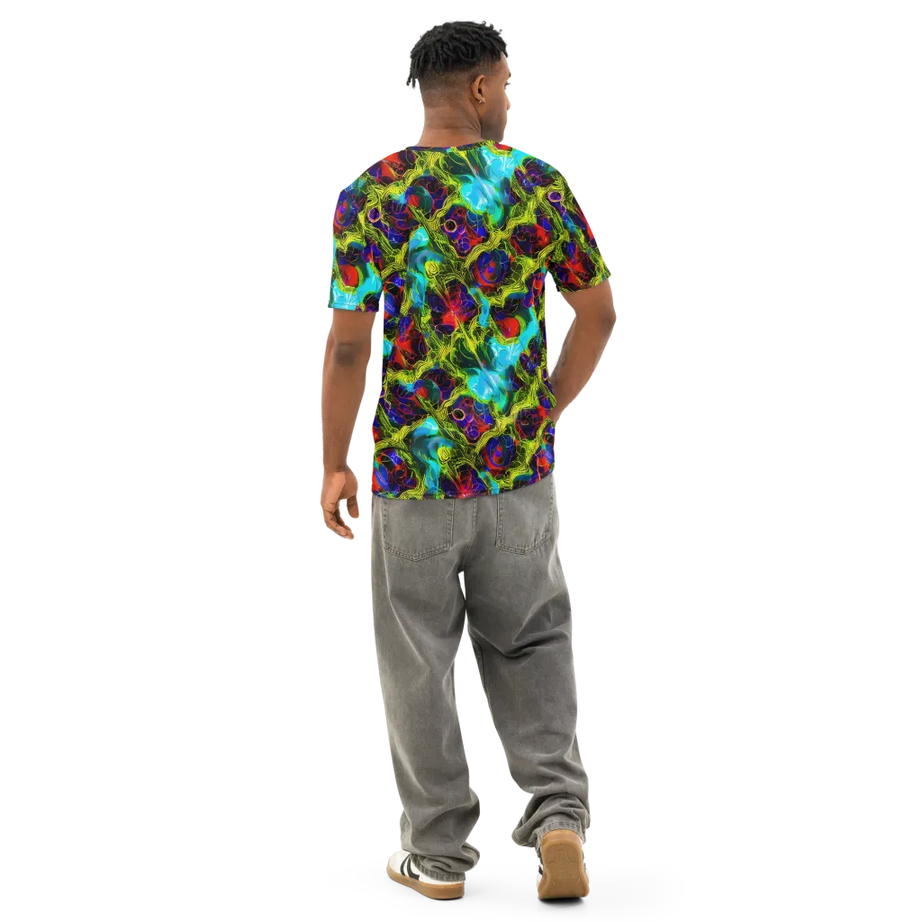 Chromatic Vines on Men's Cotton Crew Neck T-Shirt — Back