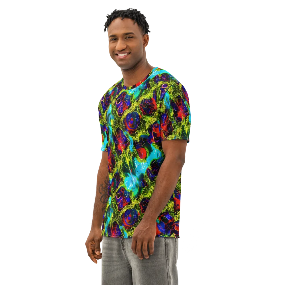 Chromatic Vines on Men's Cotton Crew Neck T-Shirt — Left Front