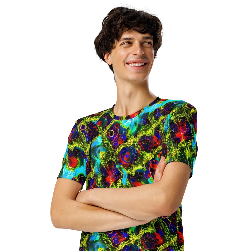 Chromatic Vines on Men's Crew Neck T-Shirt — Left Front