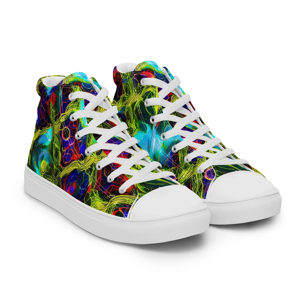 Chromatic Vines on Men's High Top Canvas Shoes — Right Front