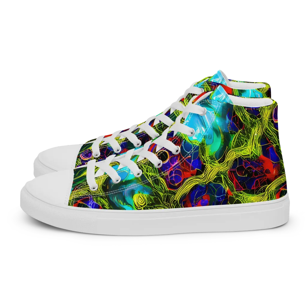 Chromatic Vines on Men's High Top Canvas Shoes — Left