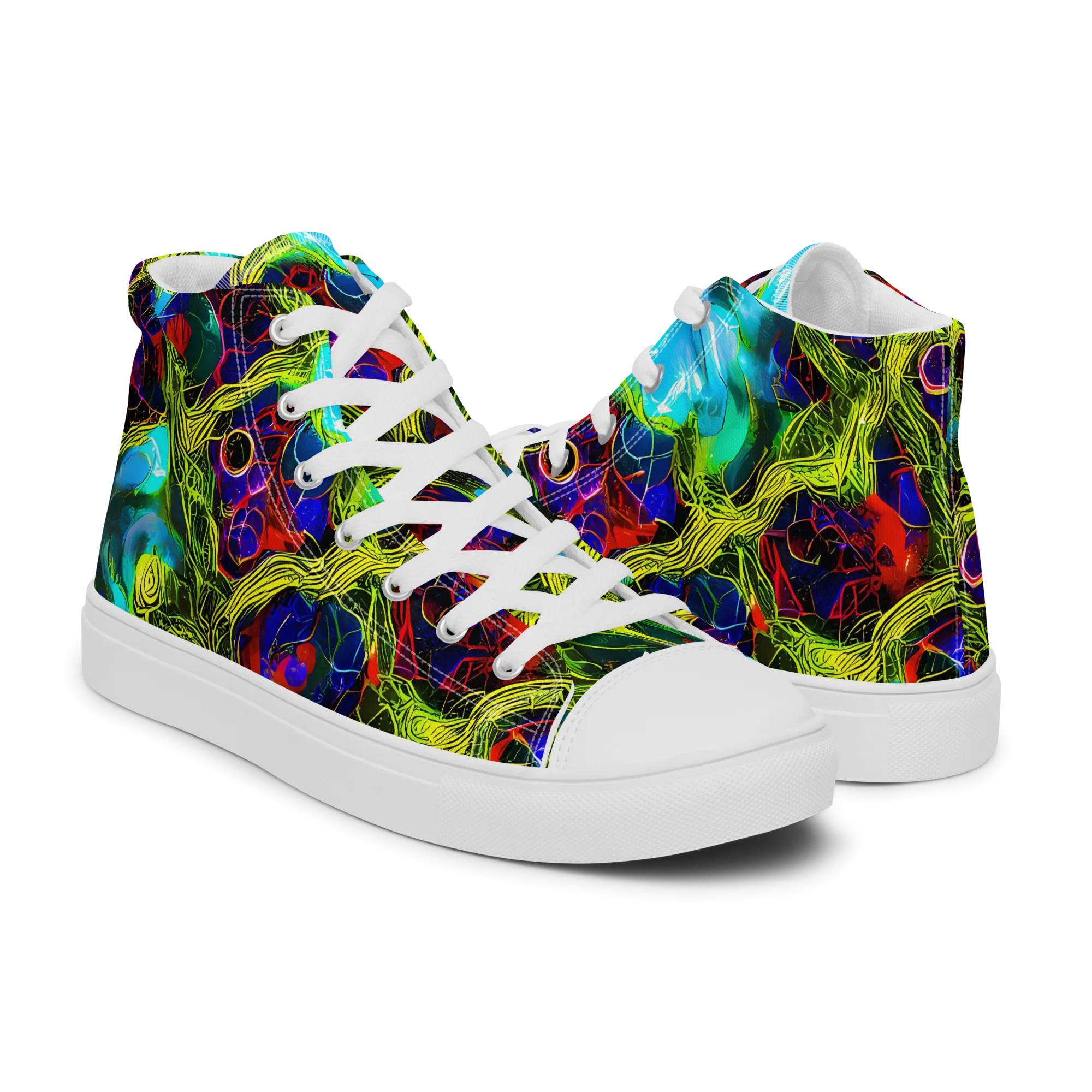 Chromatic Vines on Men's High Top Canvas Shoes — Right