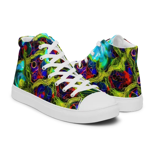 Chromatic Vines on a Men's High Top Canvas Shoes