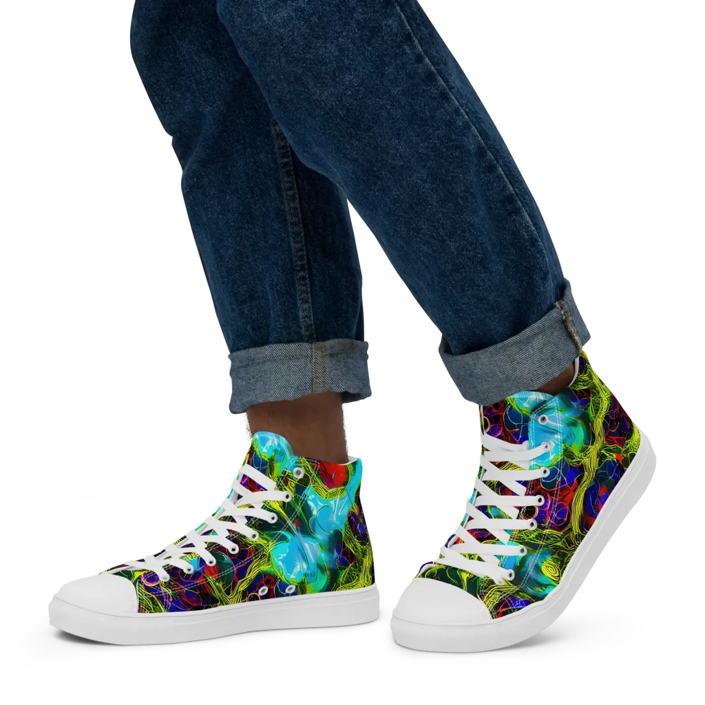 Chromatic Vines on Men's High Top Canvas Shoes — Left