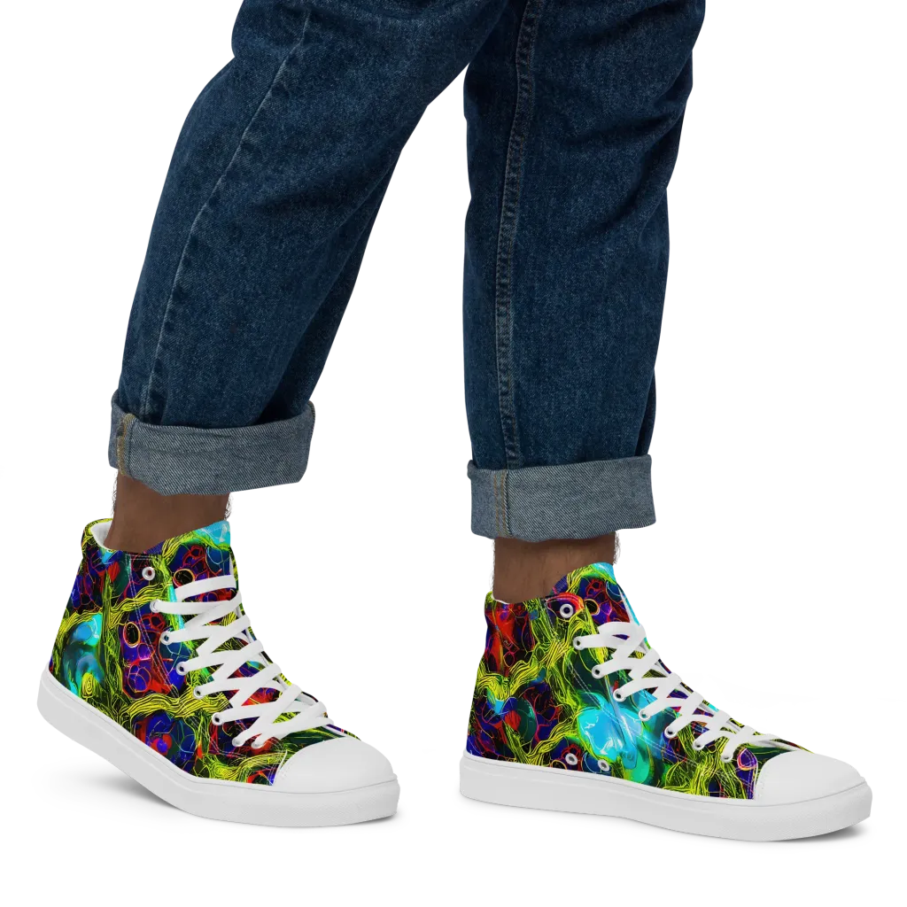 Chromatic Vines on Men's High Top Canvas Shoes — Right