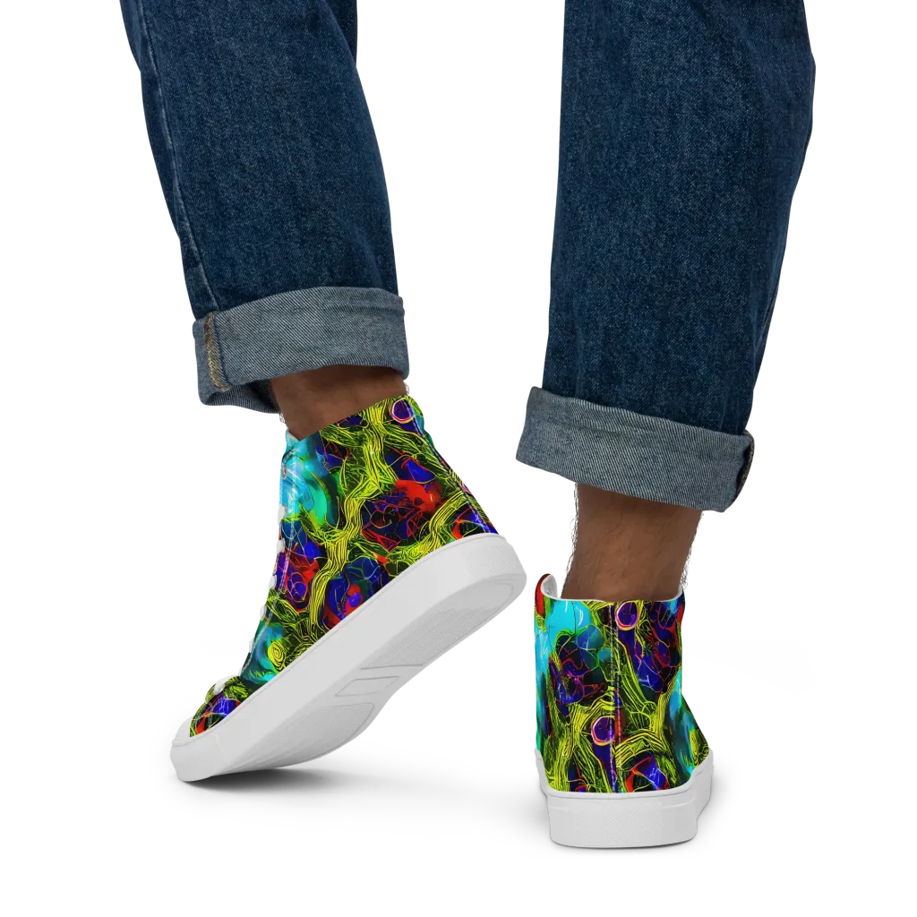Chromatic Vines on Men's High Top Canvas Shoes — Back