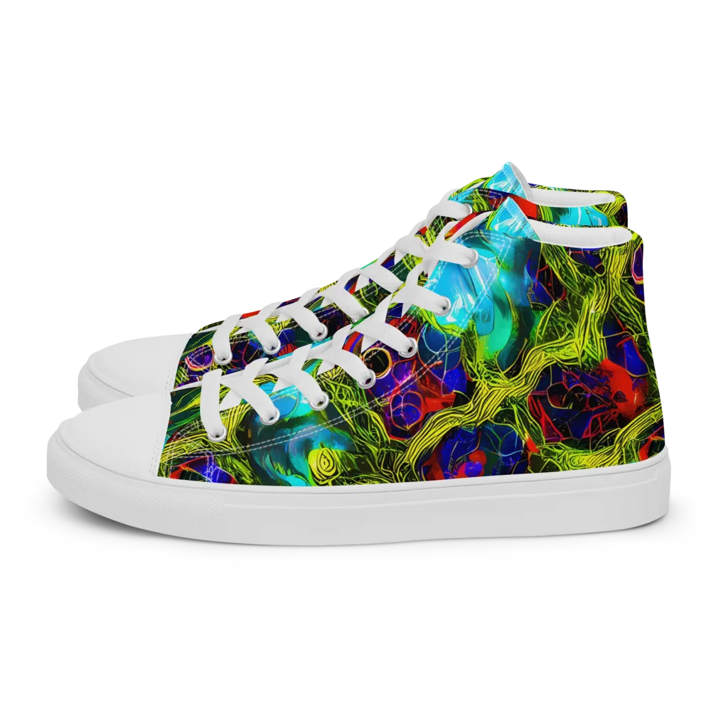 Chromatic Vines on Women's High Top Canvas Shoes — Left