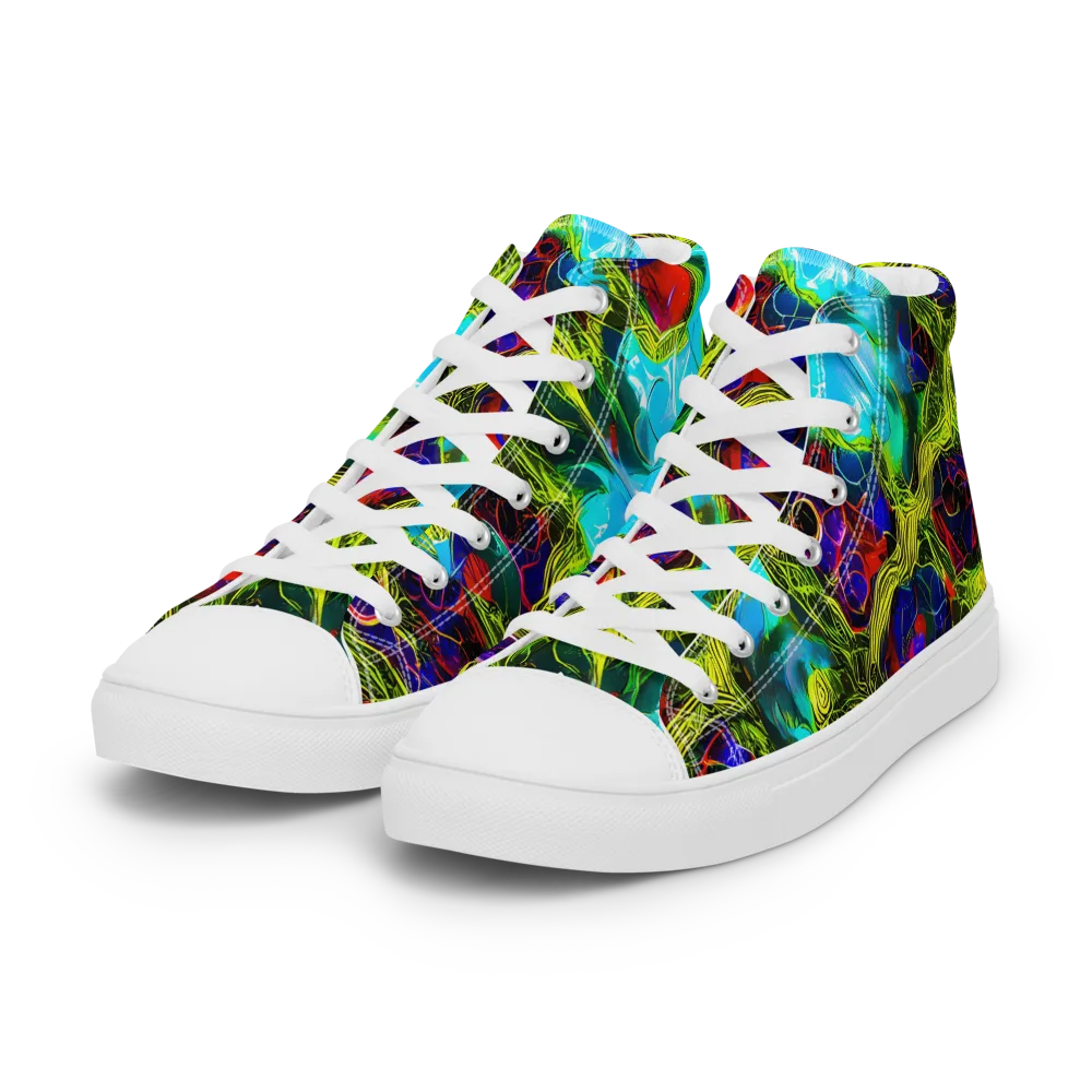 Chromatic Vines on Women's High Top Canvas Shoes — Left Front