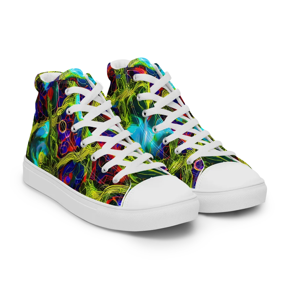 Chromatic Vines on Women's High Top Canvas Shoes — Right Front