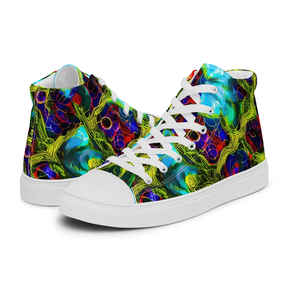 Chromatic Vines on Women's High Top Canvas Shoes — Left