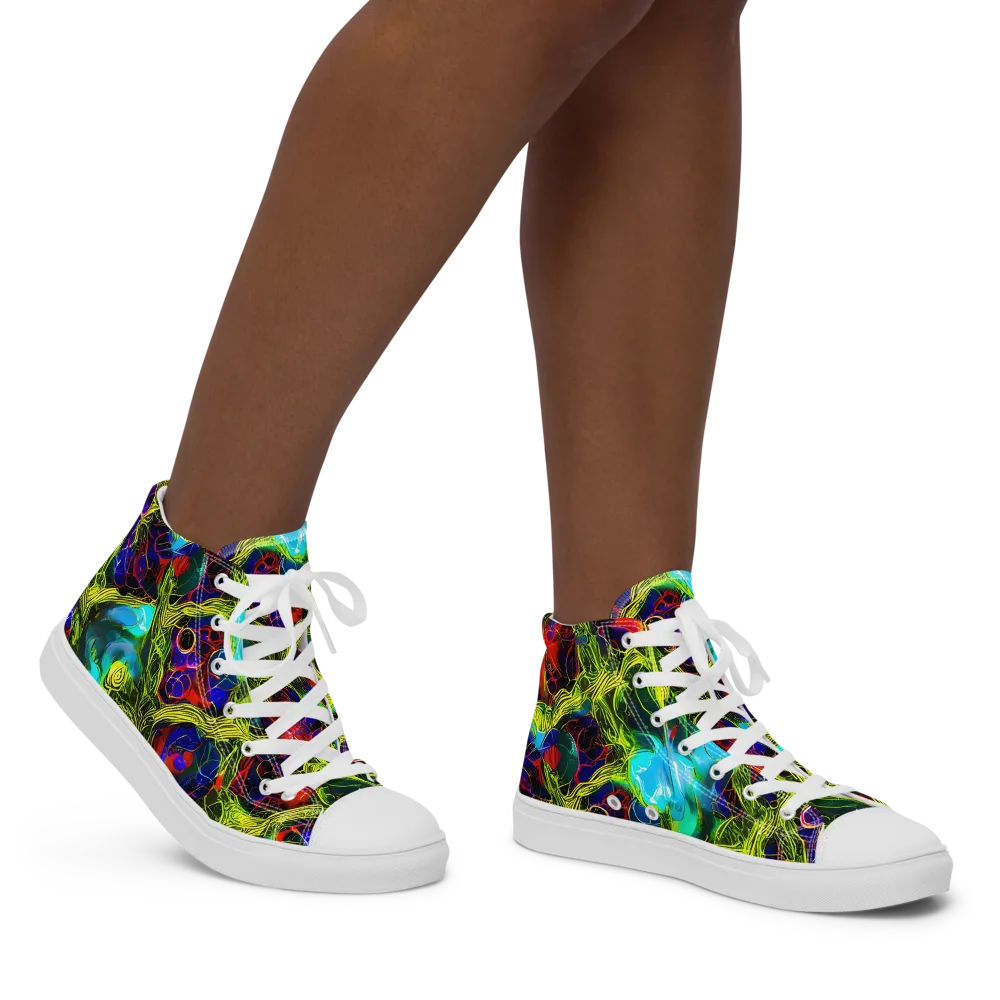 Chromatic Vines on Women's High Top Canvas Shoes — Right