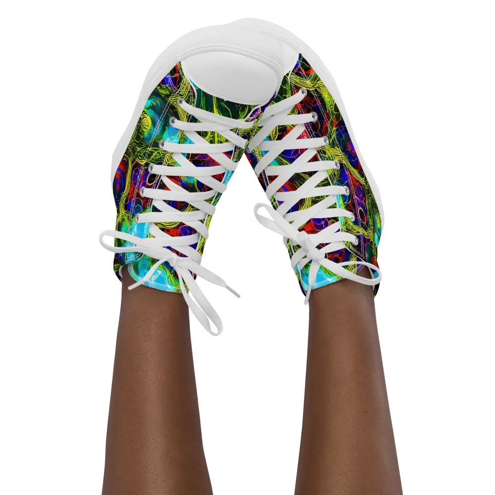 Chromatic Vines on Women's High Top Canvas Shoes — Front