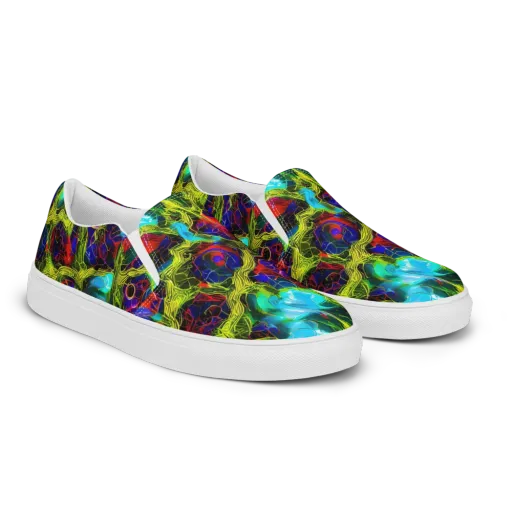 Chromatic Vines on a Men's Slip-On Canvas Shoes