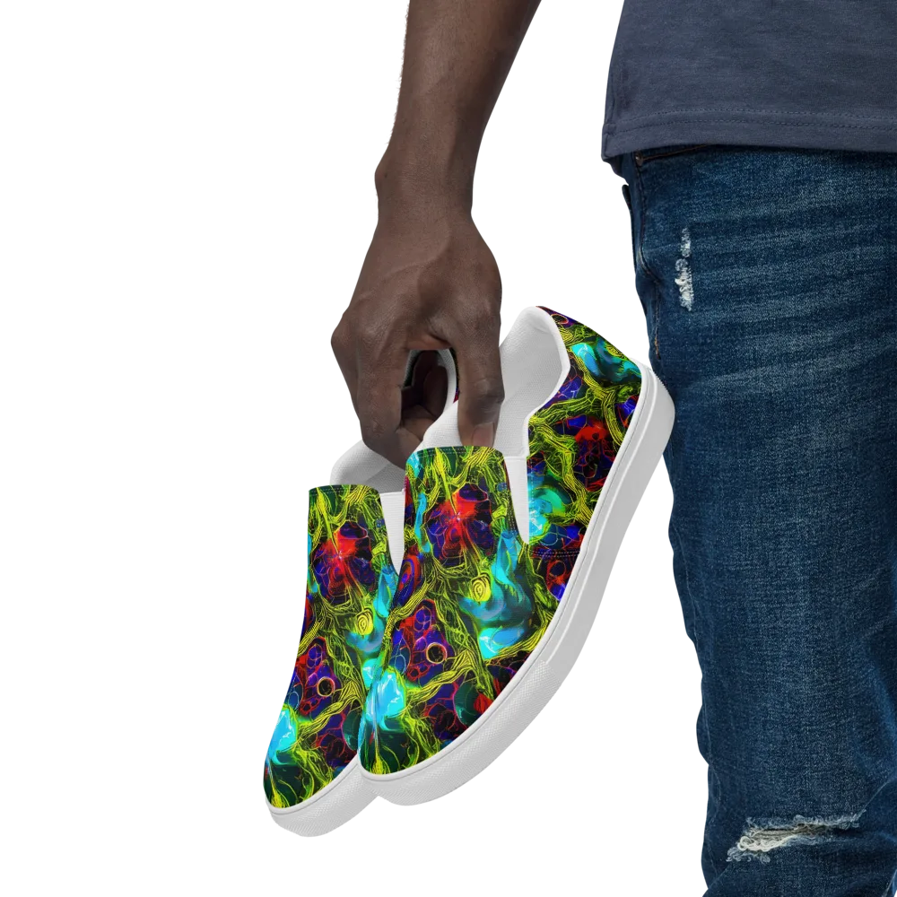 Chromatic Vines on Men's Slip-On Canvas Shoes — Left Front