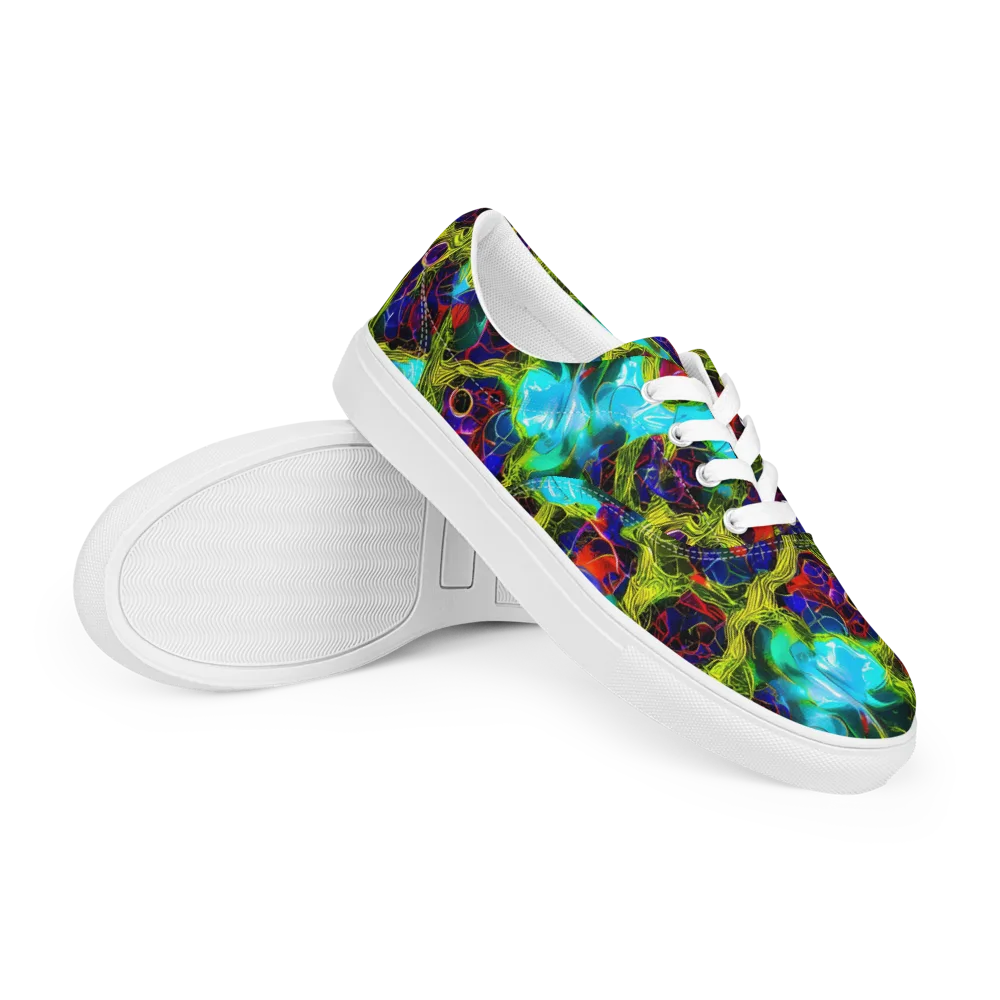 Chromatic Vines on Men's Lace-Up Canvas Shoes — Right Front