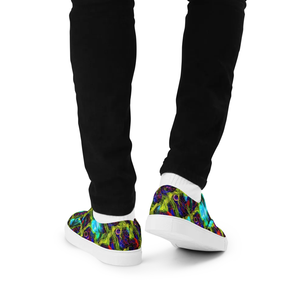 Chromatic Vines on Men's Lace-Up Canvas Shoes — Back