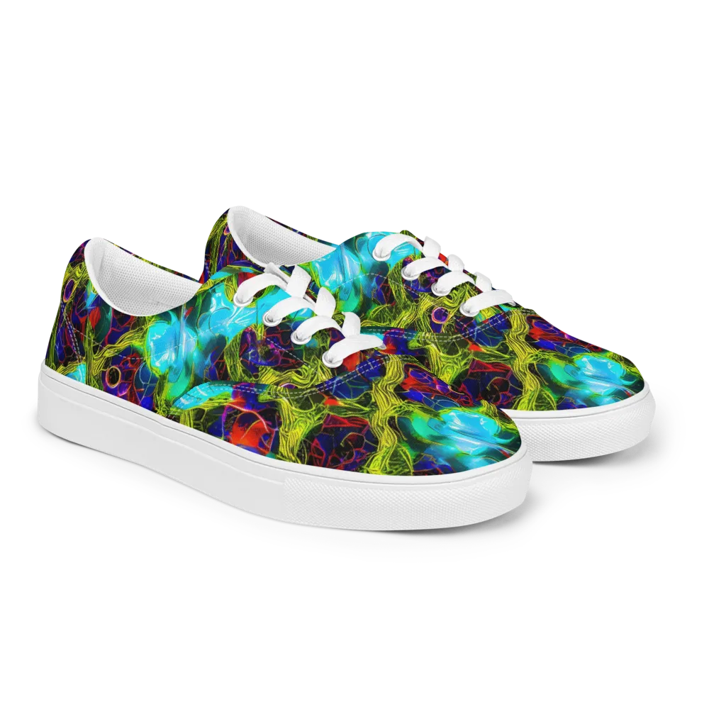 Chromatic Vines on Men's Lace-Up Canvas Shoes — Right Front