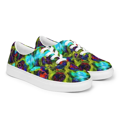 Chromatic Vines on a Men's Lace-Up Canvas Shoes