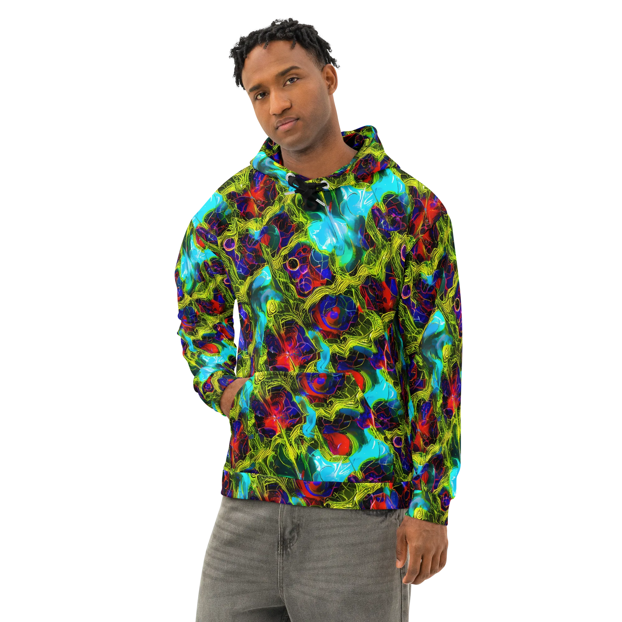 Chromatic Vines on Cotton Hoodie — Left Front