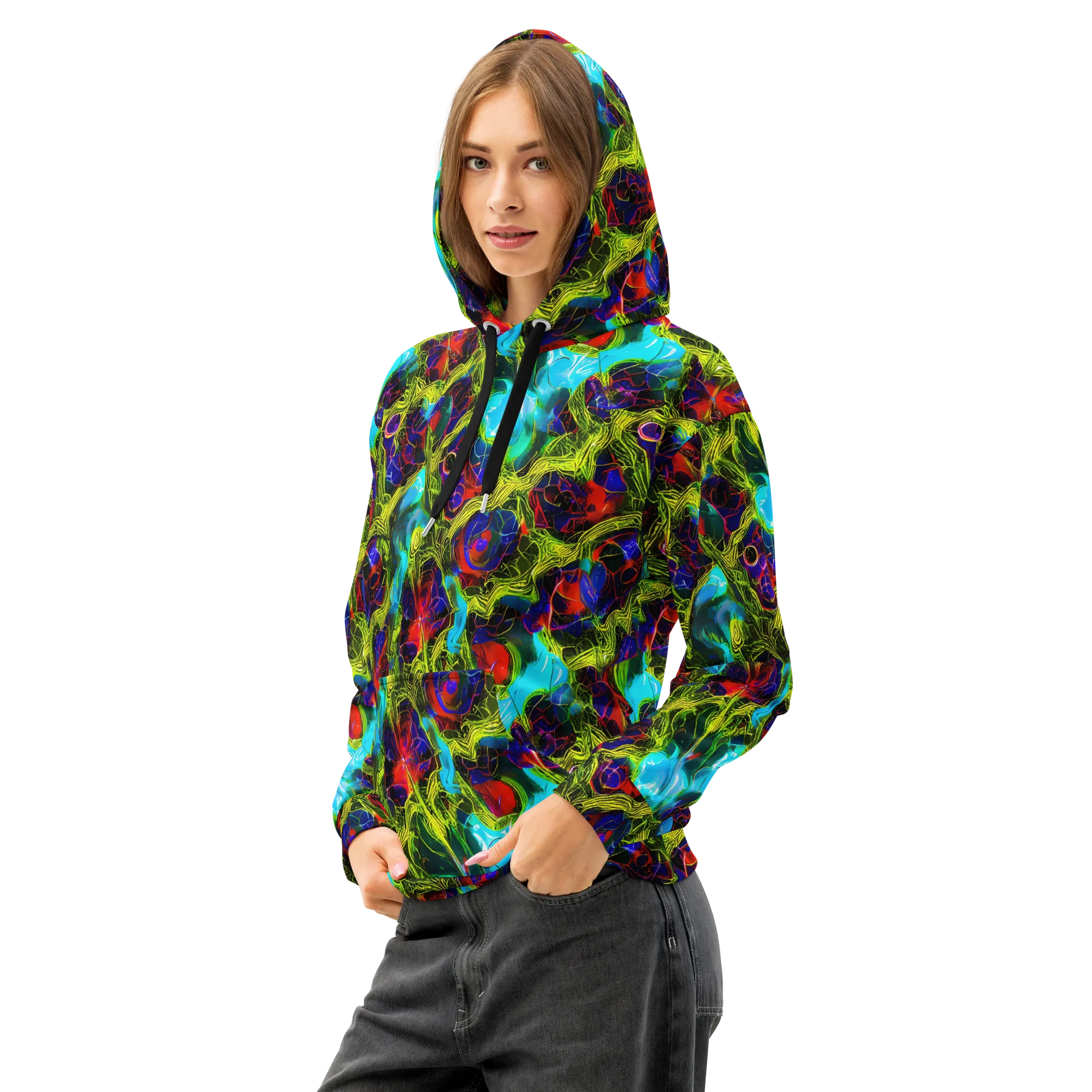 Chromatic Vines on Cotton Hoodie — Left Front