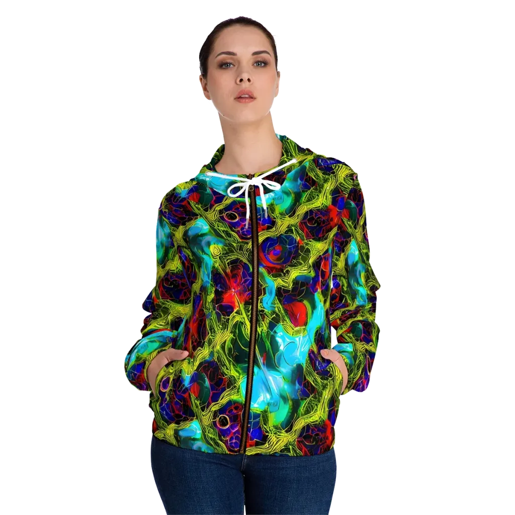 Chromatic Vines on Women's Full-Zip Hoodie — Front On Person