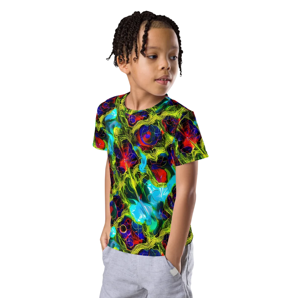 Chromatic Vines on Kids Crew Neck T-Shirt — Left Front