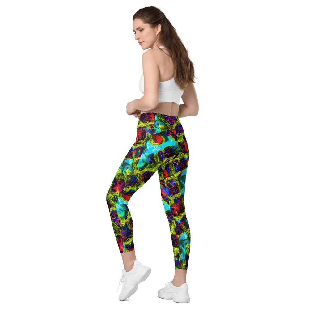 Chromatic Vines on Leggings with Pockets — Left Back