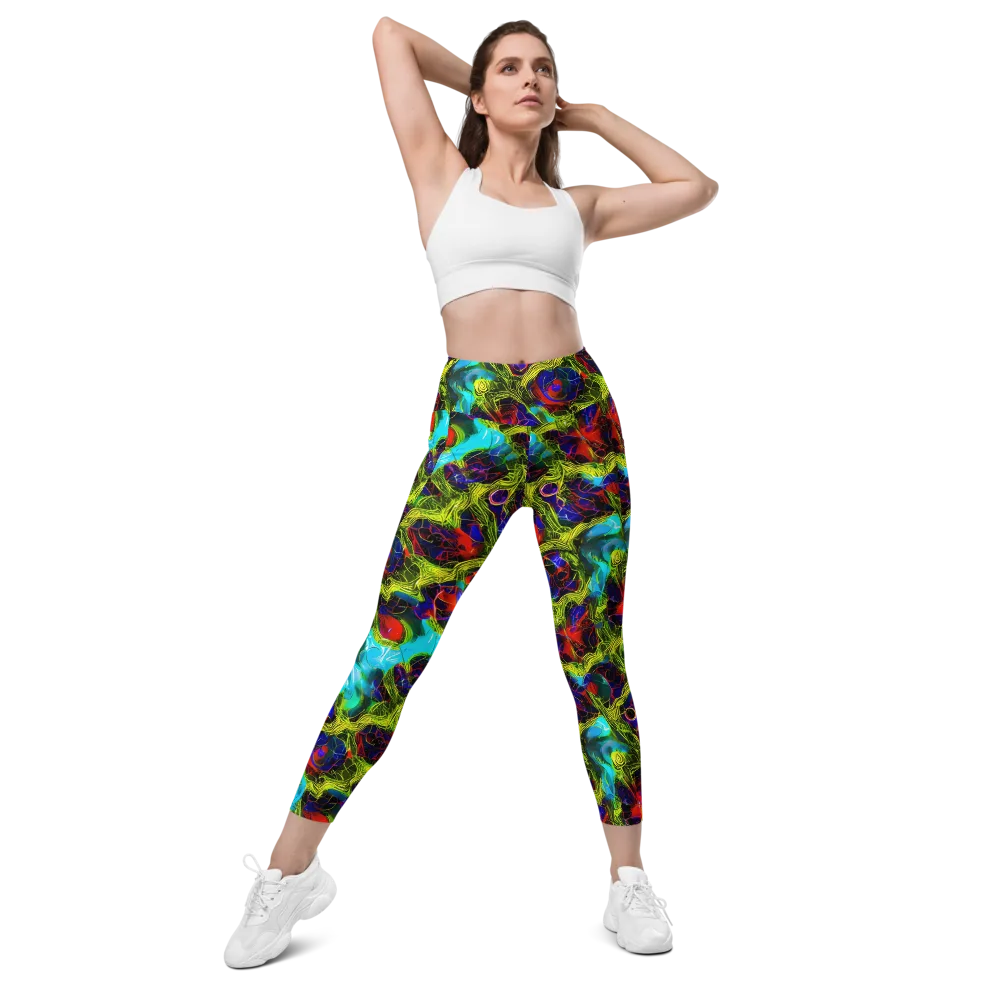 Chromatic Vines on Leggings with Pockets — Front