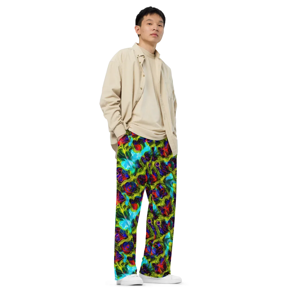 Chromatic Vines on Wide-Leg Pants — Right Front