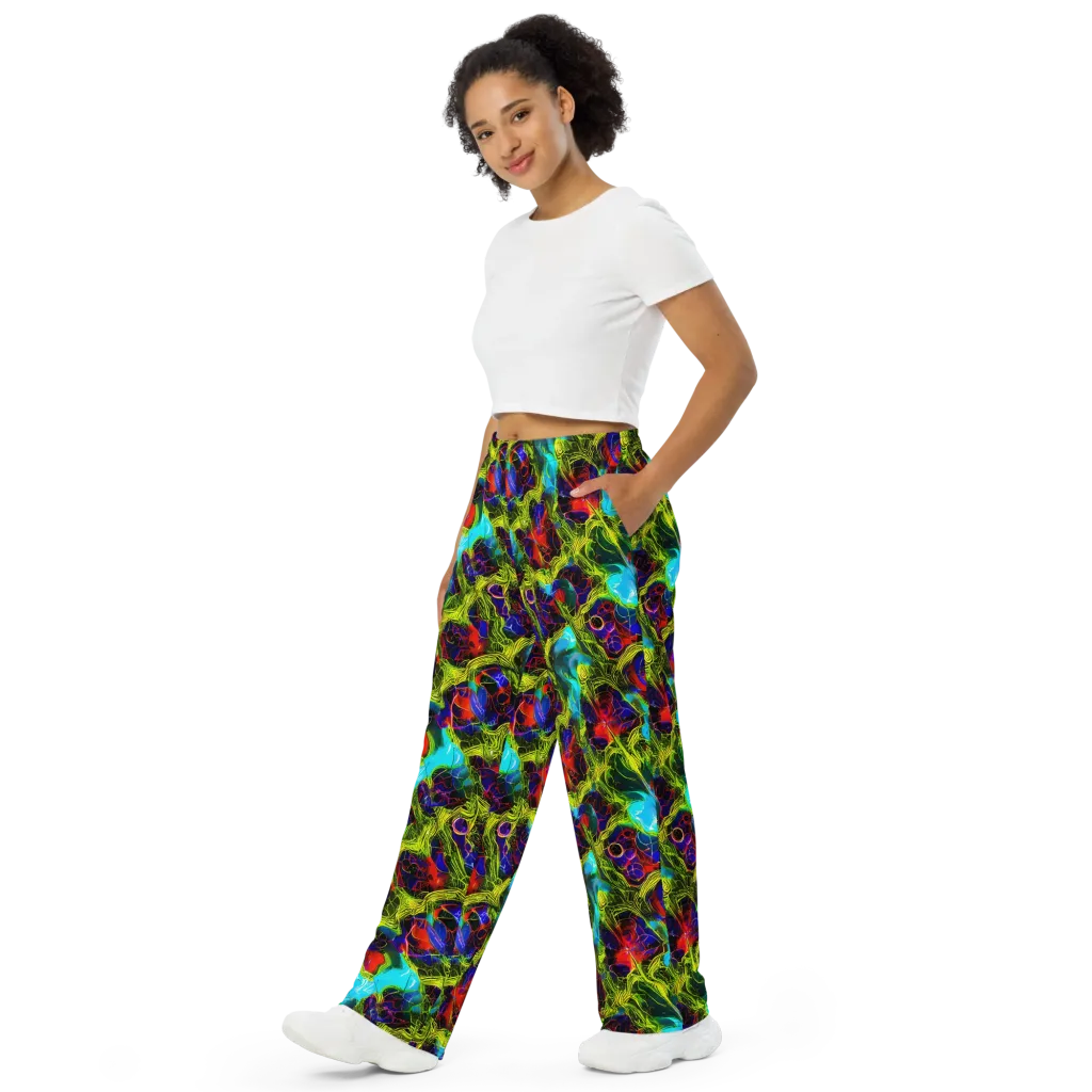 Chromatic Vines on Wide-Leg Pants — Left Front