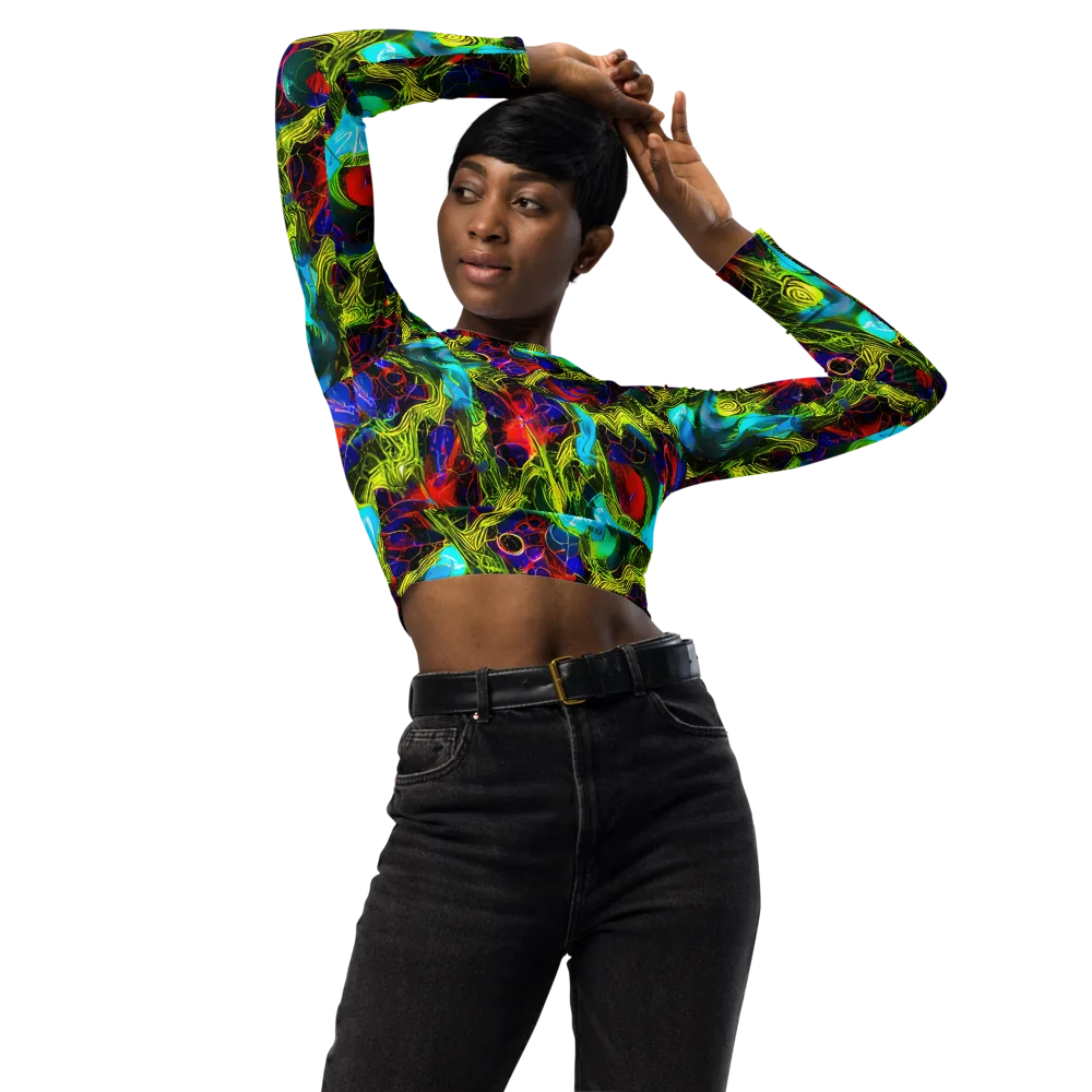 Chromatic Vines on Long Sleeve Crop Top — Front